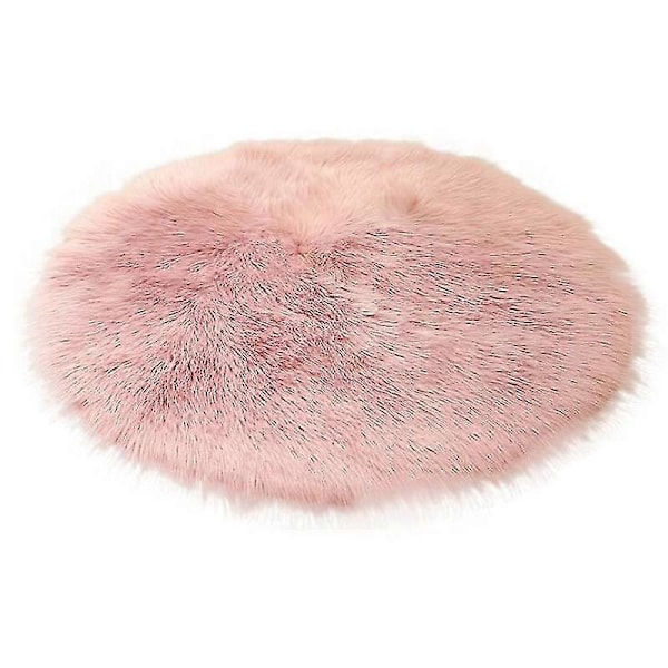 2 stk Runde Vinter Kunstig Pels Saueskinn Pluss Matte Seteputer Stolputer Seteputer Rosa 35cm