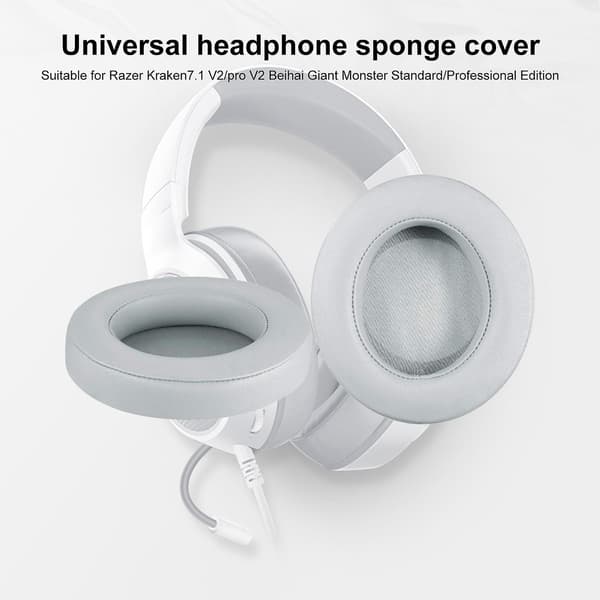 2 stk. Oval Gaming Hodetelefon Øreputer Putetrekk Øremuffe Erstatning for Razer Kraken 7.1 V2/Pro V2