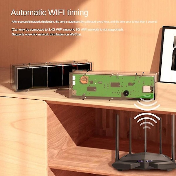 Esp8266 Wifi Ur Netværkstiming Digitalt Display Led Dot Ur Rød Grøn Tidsvisning