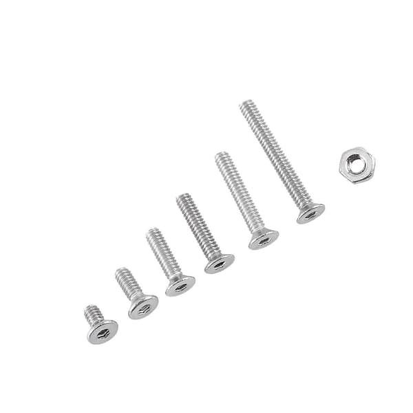 250 stk. M2 Hex Socket Skruer Bolt Med Hex Møtrikker Sortiment A2 Rustfrit Stål (Fladt hoved) YEMAA