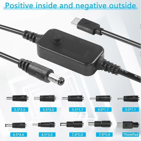 Typ C till DC Boost Kabeladapter Sladd 5V 9V 12V 15V 20V Justerbar Spänning PD Snabbladdningskabel