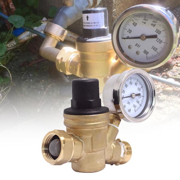 M11-0660R Vatten Tryckregulator Ventil Universal Effektiv Säker Mässing Justerbar Vatten Tryckregulator med Mätare för Hemmet