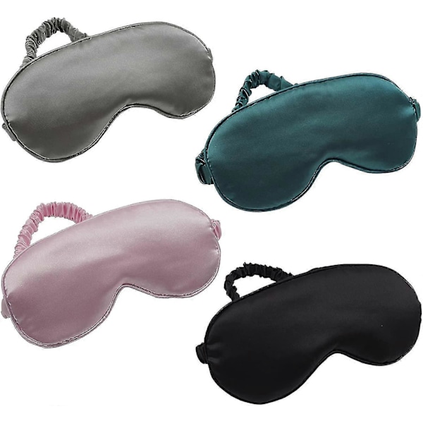 Sovmask 4-pack Sidenögonmask Mjuk Satin Ögonbindel Elastiskt Band Nattögonlapp Resa Tupplur För Kvinnor Män [Fri Frakt]