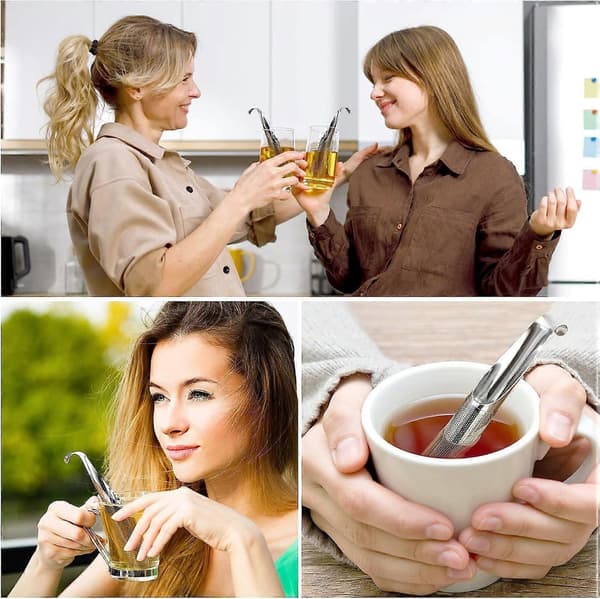 Te-si i rustfrit stål, 2-pak fintmasket te-si med krog, te-infuser, rustfrit stål til løs te, rose, kaffe, krydderier, te