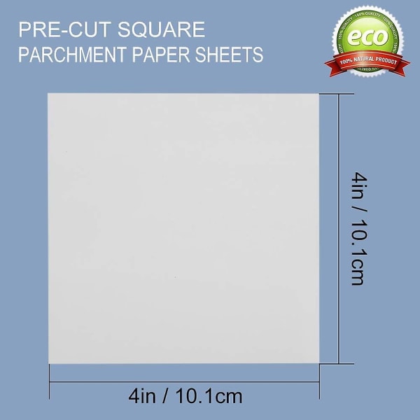 Pergamentpapirfirkanter - 4x4 tommer, sett med 300, forhåndsutskårne, firkantede bakepapir for burgere, kjeks og mer