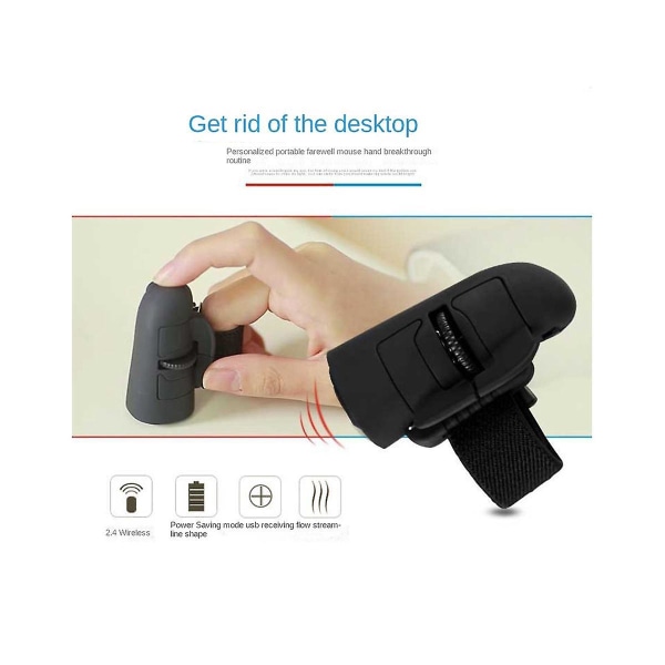 Mini 2.4g Trådlös Finger Ring Mus Ergonomisk Handhållen Optisk Resemus (blå)