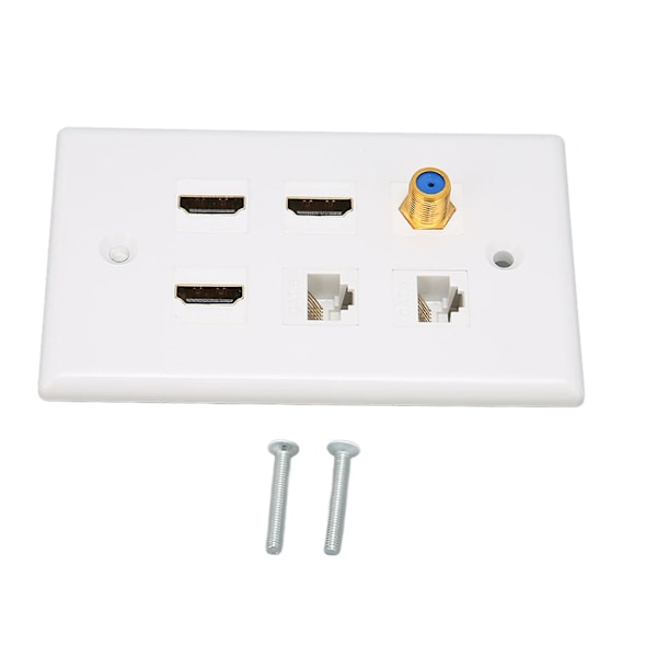 6-Port HD Multimedia Interface Väggplatta för Hem-TV F-Huvud och CAT6 Nätverk AV