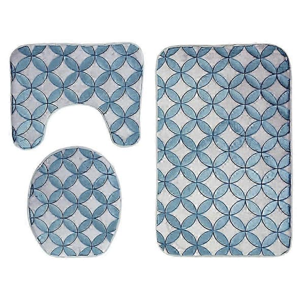 3 st/set 3D Geometri Tryck Dammtät Vattenabsorberande Badrumsmatta Set (Grå)