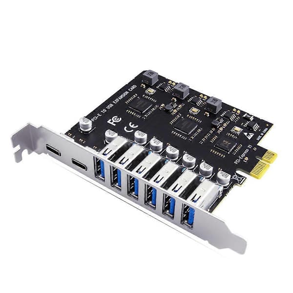 USB 3.2 og Type C PCI-E Utvidelseskort PCIE til USB Kontroller 6Port + 2Port USB-C 3.2 PCI-E Kort A