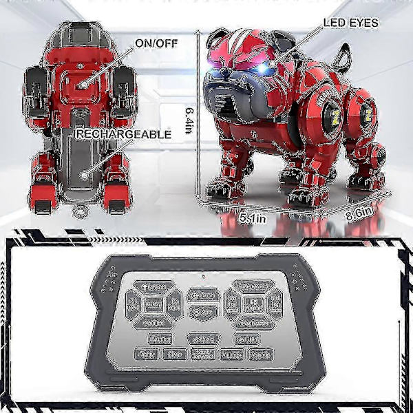 Fjärrkontroll Robot Hund, Uppladdningsbar, Programmerbar med Dans & Touch-Respons för Barn