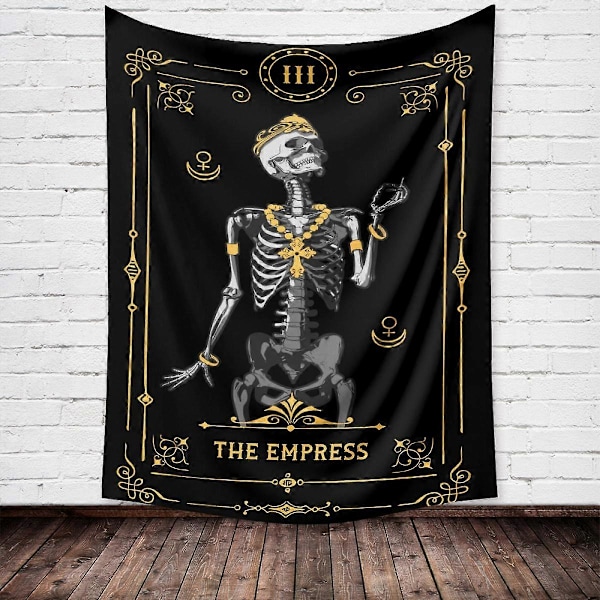 Wekity Skull Tarot Vægtæppe Æstetisk Kunst Hjem Baggrundstof Ornament Gave Pool Vægtæppe Stue Soveværelse Ornament (EMPRESS, 51 X 59 tommer)
