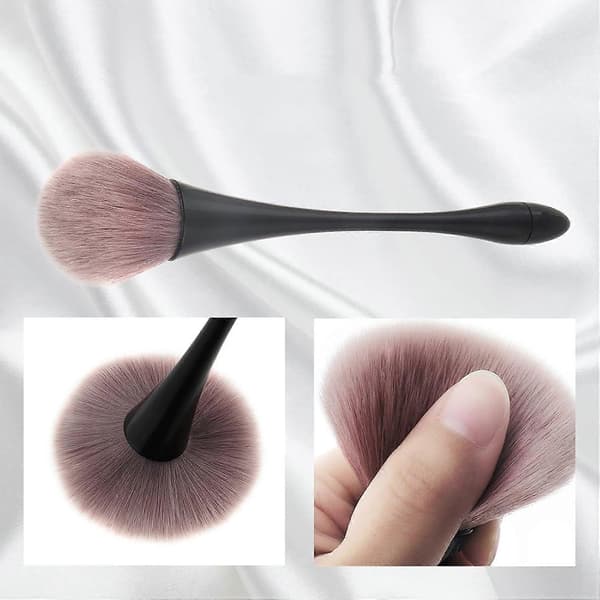2 stk. vifteformede neglestøvbørster, blød blushbørste til manicure og makeup