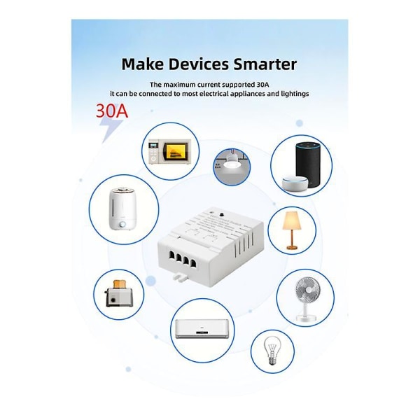 Tuya Smart WiFi Switch DIY Timer AC 85-265V WiFi Wireless Controller 30A Power Monitor Kwh for Alex