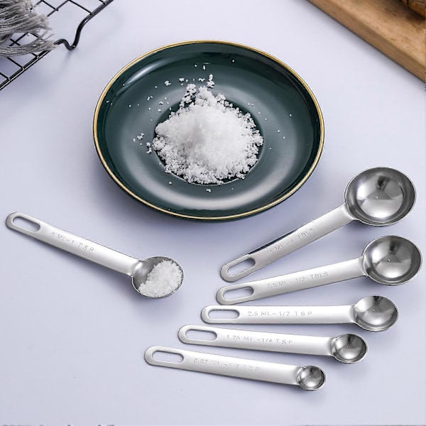 12-dels Mätkopp & Mätmått Set - 5 Rostfria Nätande Mätkoppar, 6 Mätmått, 1 Mätlinjal - Bakning, Matlagning, Köksredskap