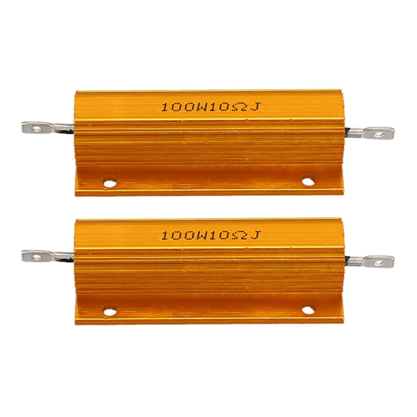 2x Gullbelagt Aluminium Effekt-Resistor 100w, 10 Ohm 10r