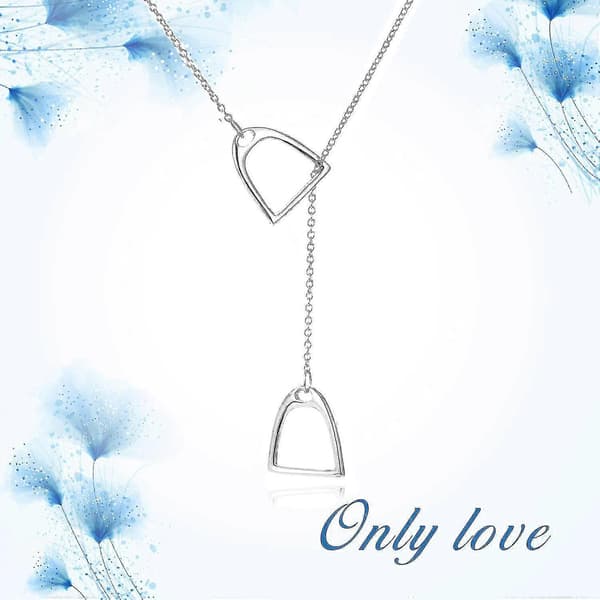Double Horse Stribet Lariat Halskæde - 925 Sterling Sølv