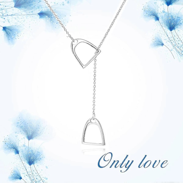 Dubbel Häst Randig Lariat Halsband - 925 Sterling Silver