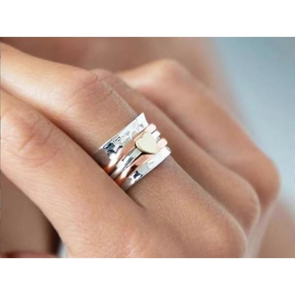 Ångestdämpande hjärtspinnerringar i sterlingsilver