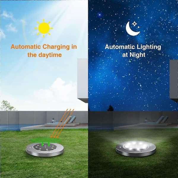 8 stk. utendørs solcellehagelys, Gabless utendørs solcellelys, 8LED utendørs solcellelys, dekorative utendørs solcellelys IP65 vanntett, kald hvit
