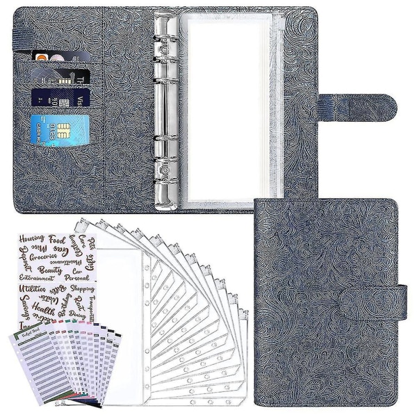 Budget Binder With Zipper Envelopes, Cash Envelope With 8 Clear Pockets,6- With 2 Label Stickers