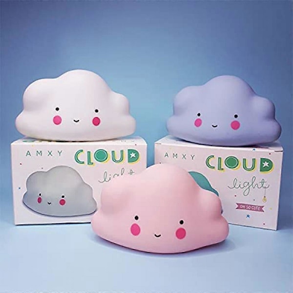 Sky Cloud Natlampe | Batterier Inkluderet 15 cm Børneværelse Natlampe - Dekorativ Bordlampe (Gul)