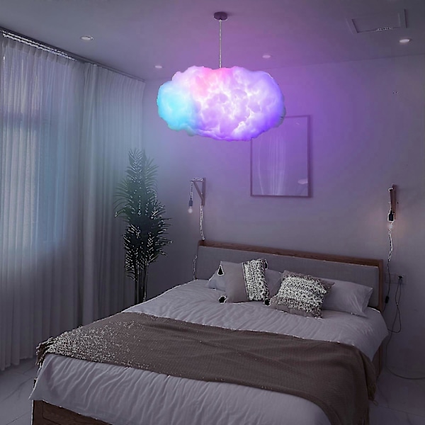3D Sky Lyn Cloud Lampe med Musikk, Flerfarget Variabelt Lys - Trådløs Fjernkontroll Pendellampe for Soverom