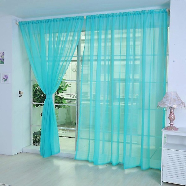 1 st Enfärgad Tyll Dörr Fönster Gardin Draperi Panel Skir Sjal Kappa