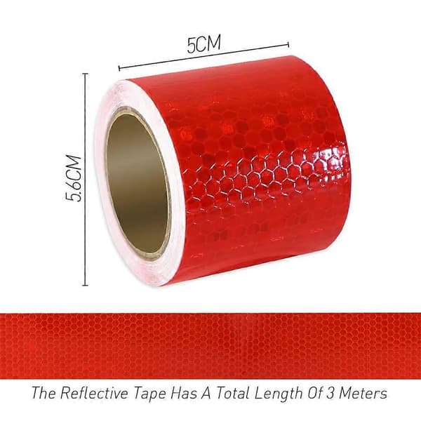 Röd Reflextejp, 2 Rullar 3M x 5CM Ingen Rester Reflektor Tejp Självhäftande Säkerhetsmarkeringstejp