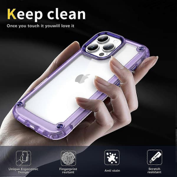 Til iPhone 16 Pro-deksel Anti-fall TPU-ramme Klart PC-bakdeksel -