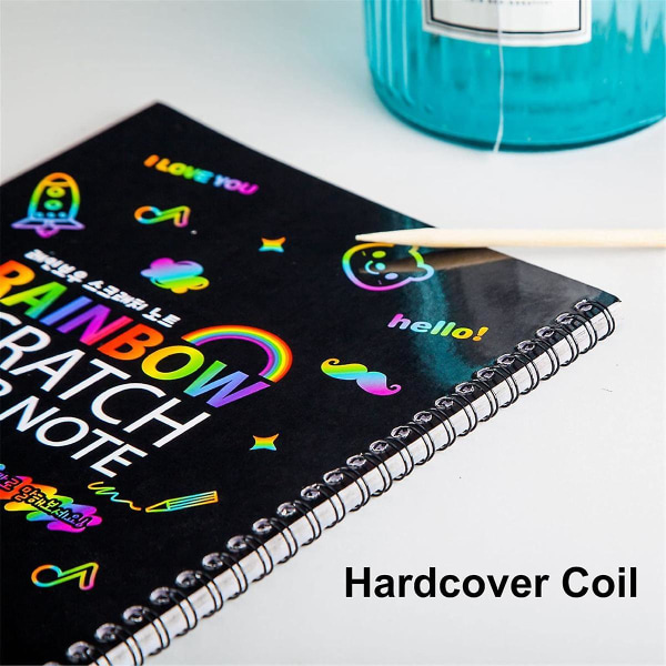 2kpl Rainbow Scratch Paper Lasten taidekirja Musta Tee itse Rainbow Art Paperikortti Neon Scratch Book W