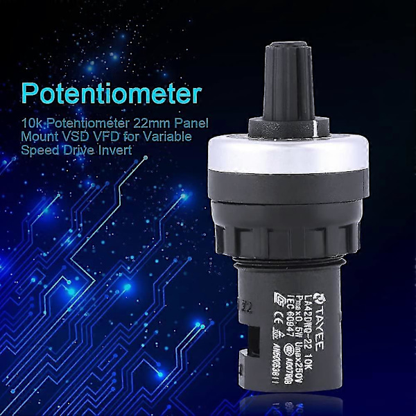 Potensiometer Panelmontering For Variabel Hastighetsdrift Inverter (1 stk, Svart)