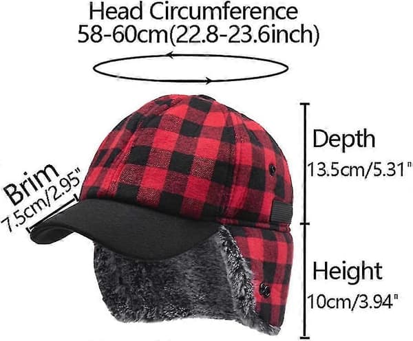 Vinter Trapper Hat med Skygge til Mænd og Kvinder - Varm Hue med Øreklapper, Vinter Baseball Cap i Kunstpels