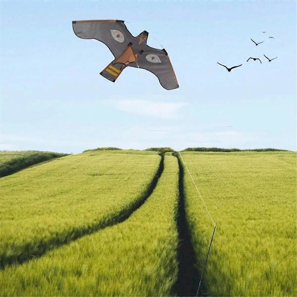 Emulerings Flygande Hök Drake Fågelskrämma Driv Fågel Drake Fågelavvisare för Utomhus Fågelrepeller med
