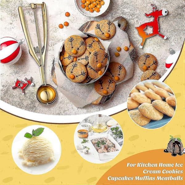 3 stk. Guld Cookie Scoop Sæt Is Scoop Cookie Med Trigger Lollipop Cake Pop Udgivelse Rustfrit Stål Cookie Scoops Stor Medium Lille Størrelse Cupcak
