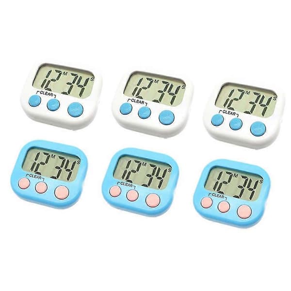 6 Pak Digital Timer til Lærer Små Timere til Børn Magnetisk Bagside Stor