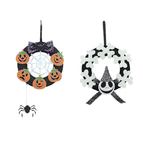 Halloween Dekoration Guirlande Rattan Cirkel Krans Hoveddør Vedhæng Vinduesdekoration