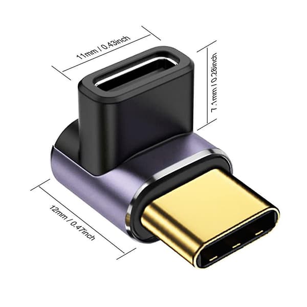 100W USB4.0 40Gbps 90 Graders USB Type C Han til USB-C Hun Adapter Exten