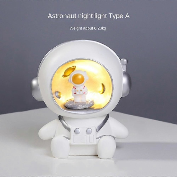Söt Nattlampa, Astronaut Skrivbordslampa i Resin med Varmt Skimmer, Perfekt för Barnrum, Barnkammare, Lekrum, Glödande Dekoration för Sovrum, Passar Alla A