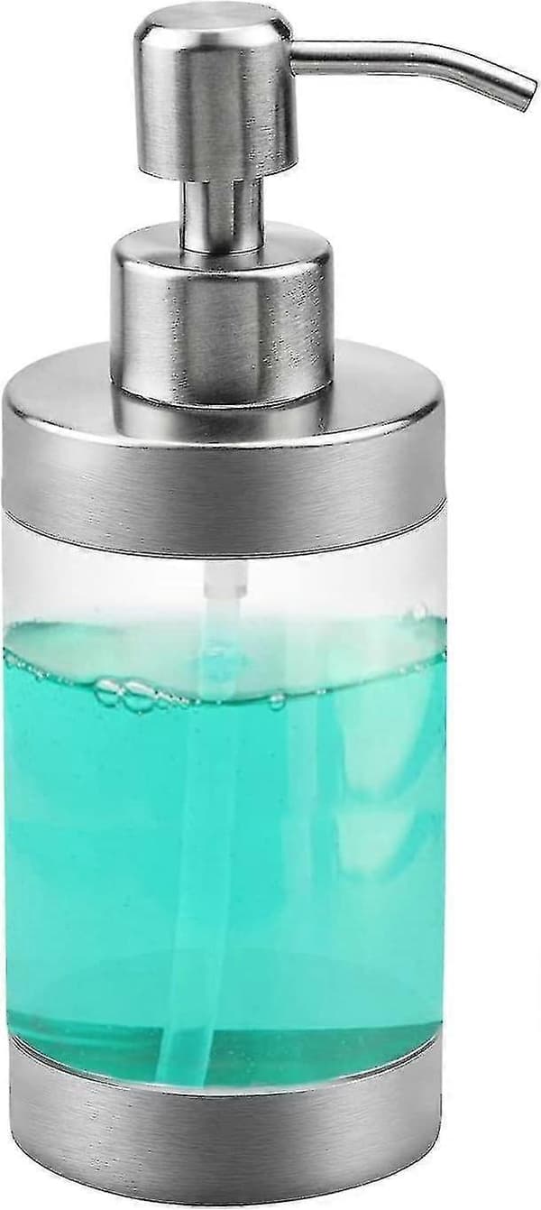 Såpedispenser i rustfritt stål, 350 ml transparent såpepumpe dusjsåpedispenser for bad, hotell, kontor