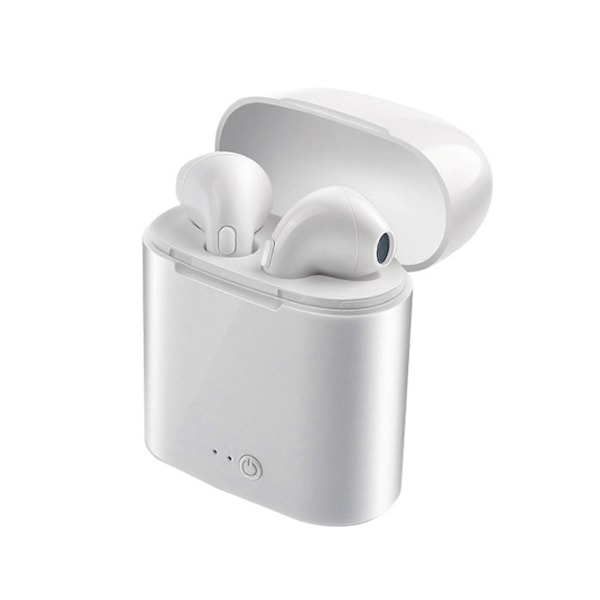 I7S langattomat Bluetooth-stereokuulokkeet, vakaa Bluetooth 5.0 -kuulokkeet latauskotelolla urheiluun, valkoinen