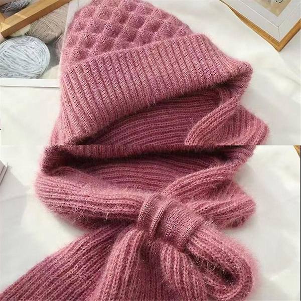 Dam Balaclava med Plyschfodrad Akryl Huva Halsduk Hatt Vindtät Integrerad Öronvärmare Fashionabl