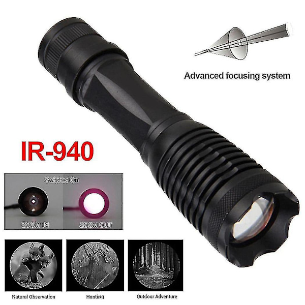 Ir 940nm Lommelygte, Infrarød Led Illuminator Zoombar Infrarød Lommelygte Med Konveks Linse Hhh