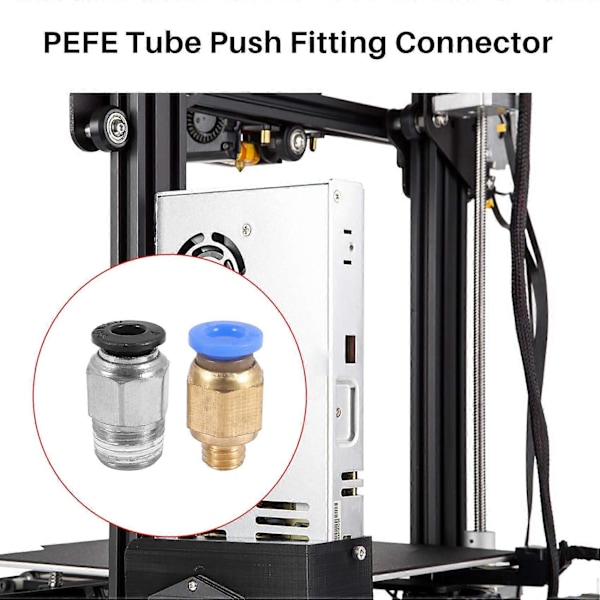 PTFE-rör Ptfe Blå Slang (1,5 Meter) Med 3 Stycken Pc4-M6 Kopplingar Och 3 Stycken Pc4-M10 Hanar