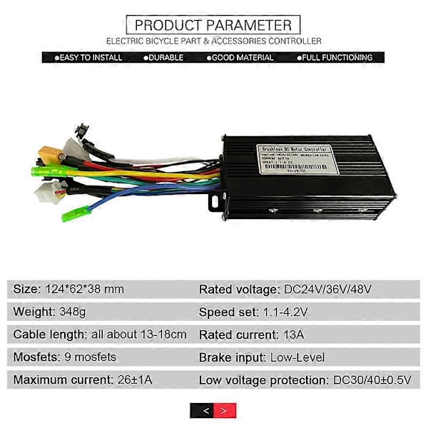 24V 36V 48V 500W 750W Tre-Mode 9 Rør Børsteløs 26A Controller Gasspjæld Bremse Kit med LED SW900