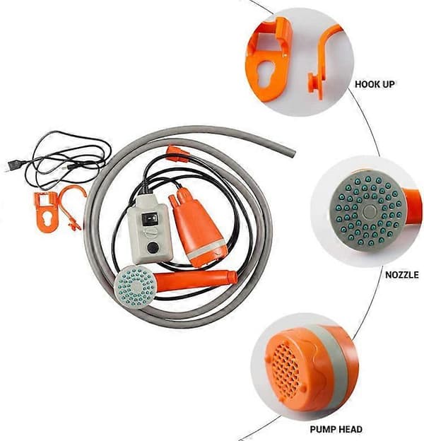 Mobil hånddusj, bærbar reisedusj, USB-lading, oransje