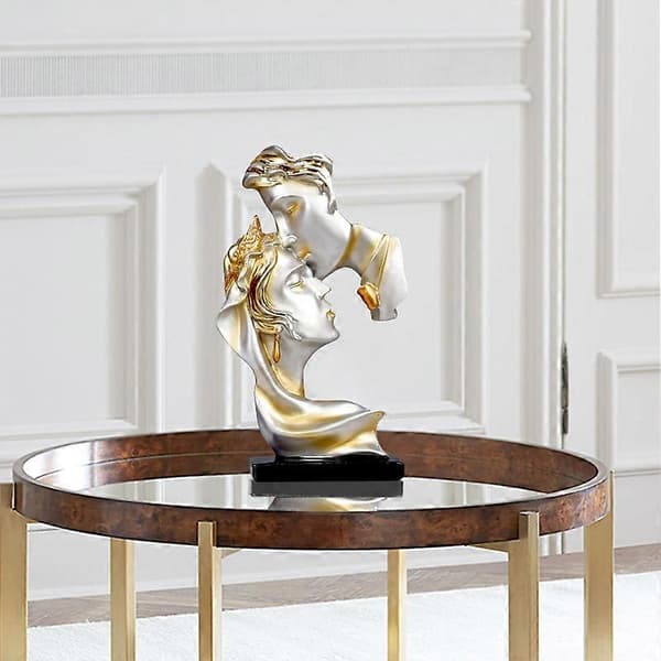 Kyssande Par Människoansikte Skulptur Resin