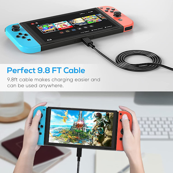 Opladningskabel til Nintendo Switch/switch Lite/switch Oled, oplader til Nintendo Switch og Switch Lite, til Samsung Galaxy S9 S8 Note 8 og andre Usb