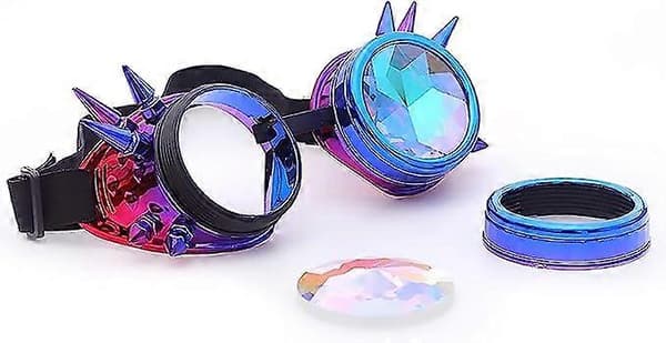 Kalejdoskop Steampunk Rave Briller med Regnbue Krystal Glaslinse