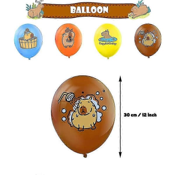 Kapibara-tema Bursdagsparty Dekorasjoner Ballonger Banner Cupcake Kake Topper Kit