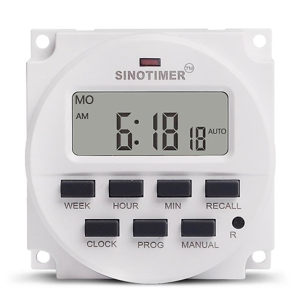 Sinotimer 15,98 tommer LCD Digital Timer 12V DC 7 Dage Programmerbar Tidskontakt TM618N-4